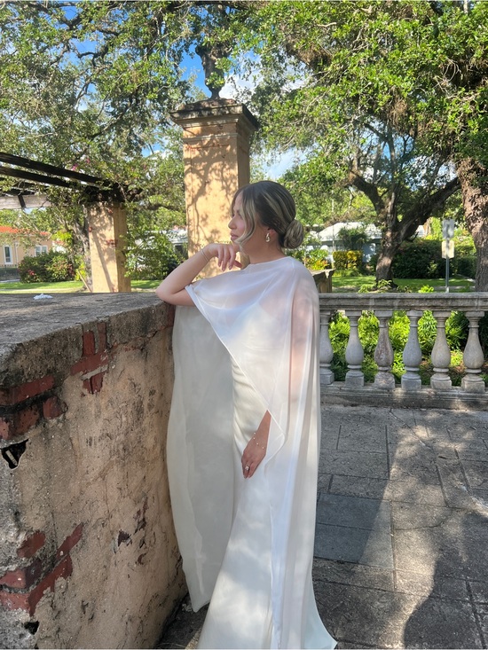 Lulus Dresses & Skirts - Elegant White Cape Evening Dress - Womens Formal Gown